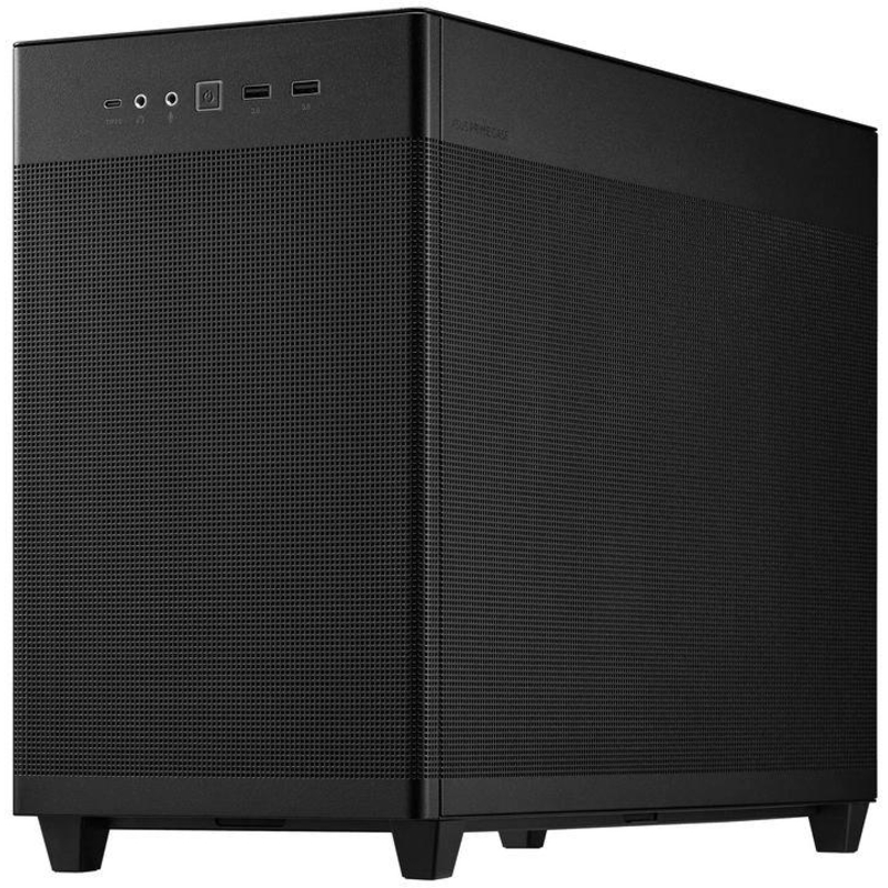 ASUS Prime AP201 боковой профиль корпуса с разъёмами и кнопками на верхней части