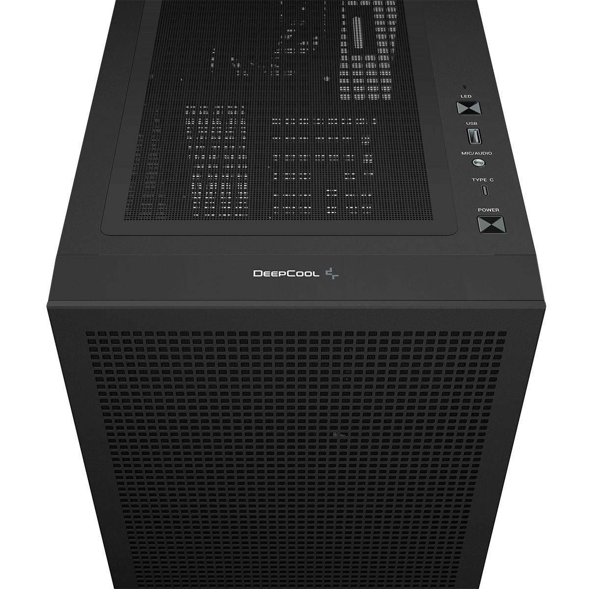 DeepCool CH560 верхняя панель — кнопки управления ARGB, USB Type-C и аудиоразъём