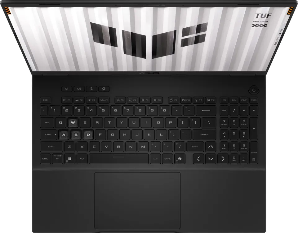 ASUS TUF Gaming F16 FX608JHI-TU216 клавиатура с подсветкой вид сверху numpad тачпад