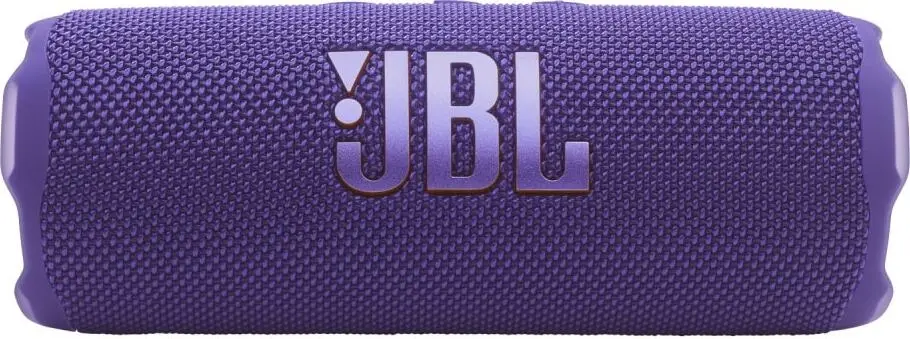 JBL Flip 7 Purple фиолетовая портативная колонка вид спереди с логотипом бренда