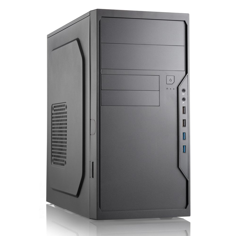 Foxline FL-733R Mini-Tower вид спереди — кнопка питания, индикаторы, разъёмы на фронтальной панели