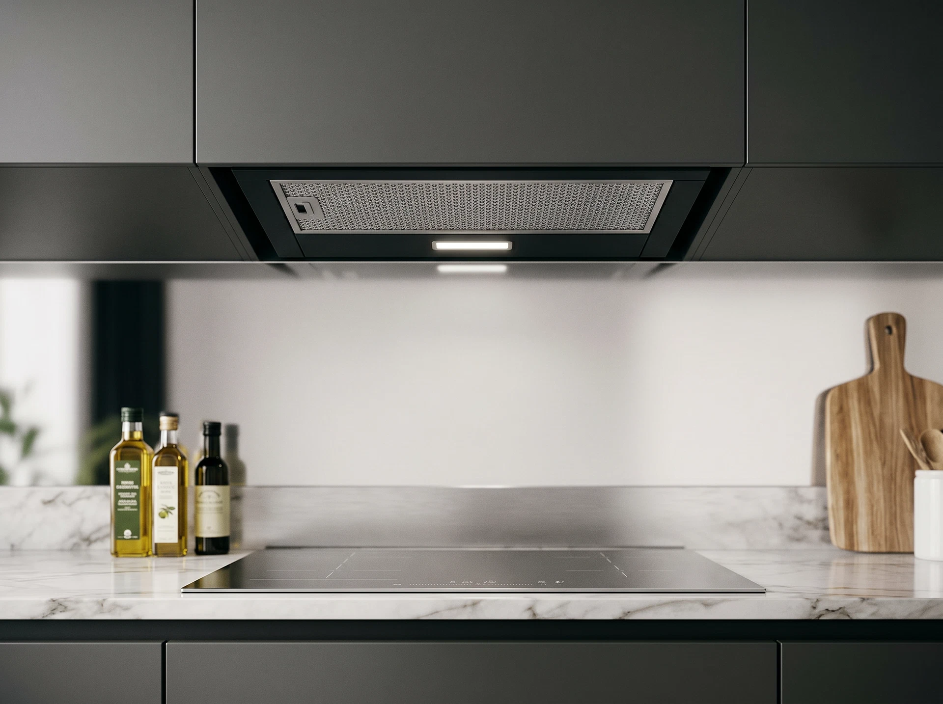 Hotpoint HPTF 63R BLG встраиваемая вытяжка чёрный корпус над варочной поверхностью