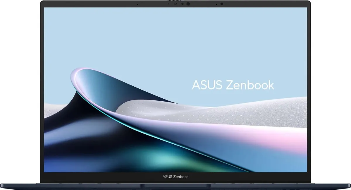 ASUS Zenbook 14 UX3405CA вид спереди OLED-экран с минимальными рамками