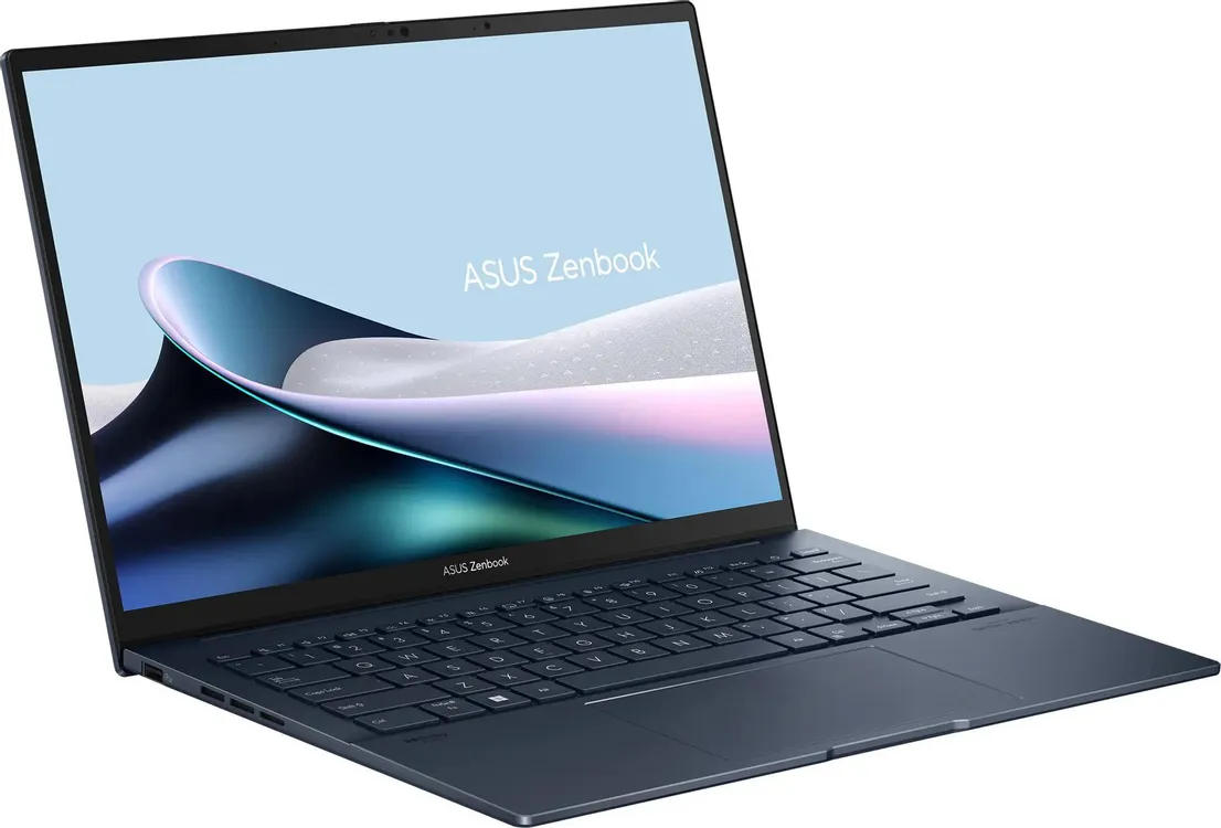ASUS Zenbook 14 UX3405CA вид сбоку тонкий алюминиевый корпус 14.9 мм