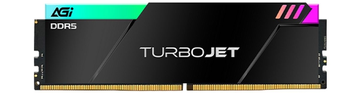 AGI AGI6JPC16UD858 один модуль DDR5 6800 МГц черный радиатор RGB подсветка бирюзово-розовый градиент
