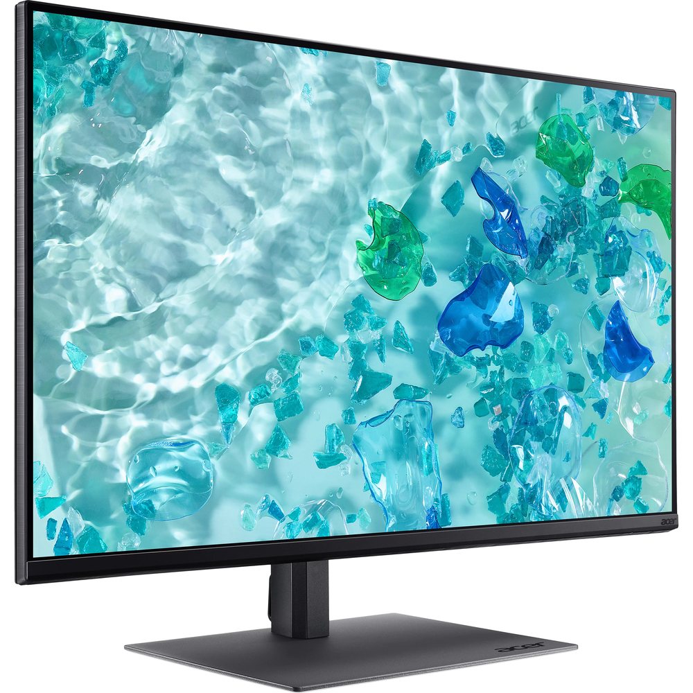 Acer B327QKB1bmiiprzx вид спереди на подставке с включённым экраном 4K