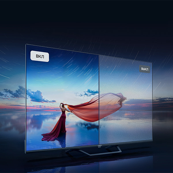 Схема слоёв экрана Haier 50 Smart TV S2 Pro с режимами включено/выключено &mdash; шумоподавление и обработка изображения