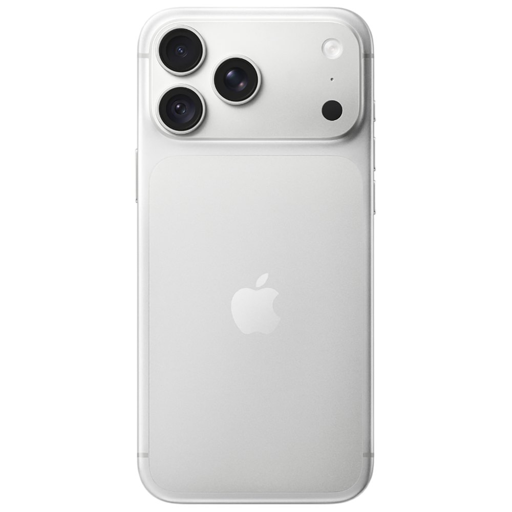 Apple iPhone 18 Pro Max Silver вид спереди с тройной камерой на задней панели