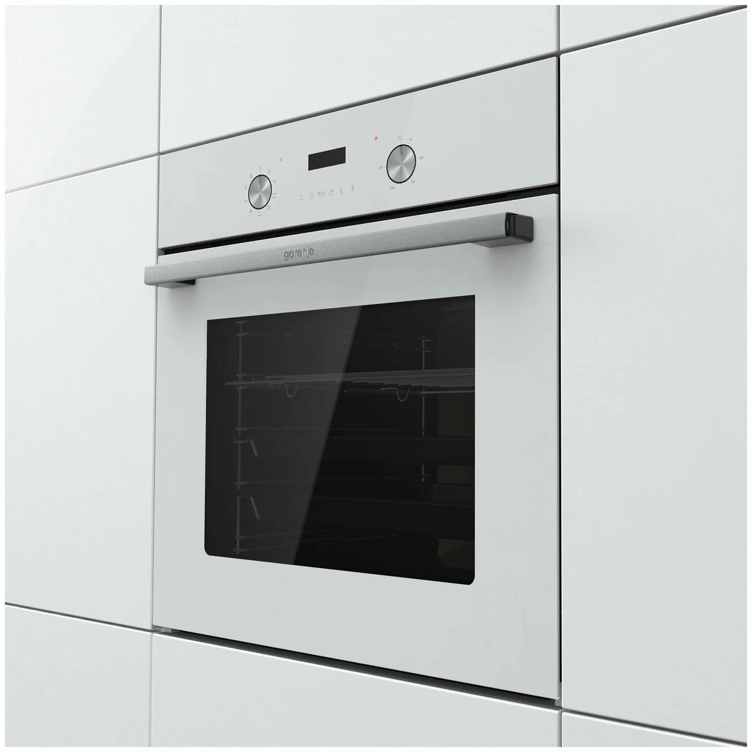 Gorenje BO6737E03NWG встраиваемый духовой шкаф белый вид спереди с панелью управления