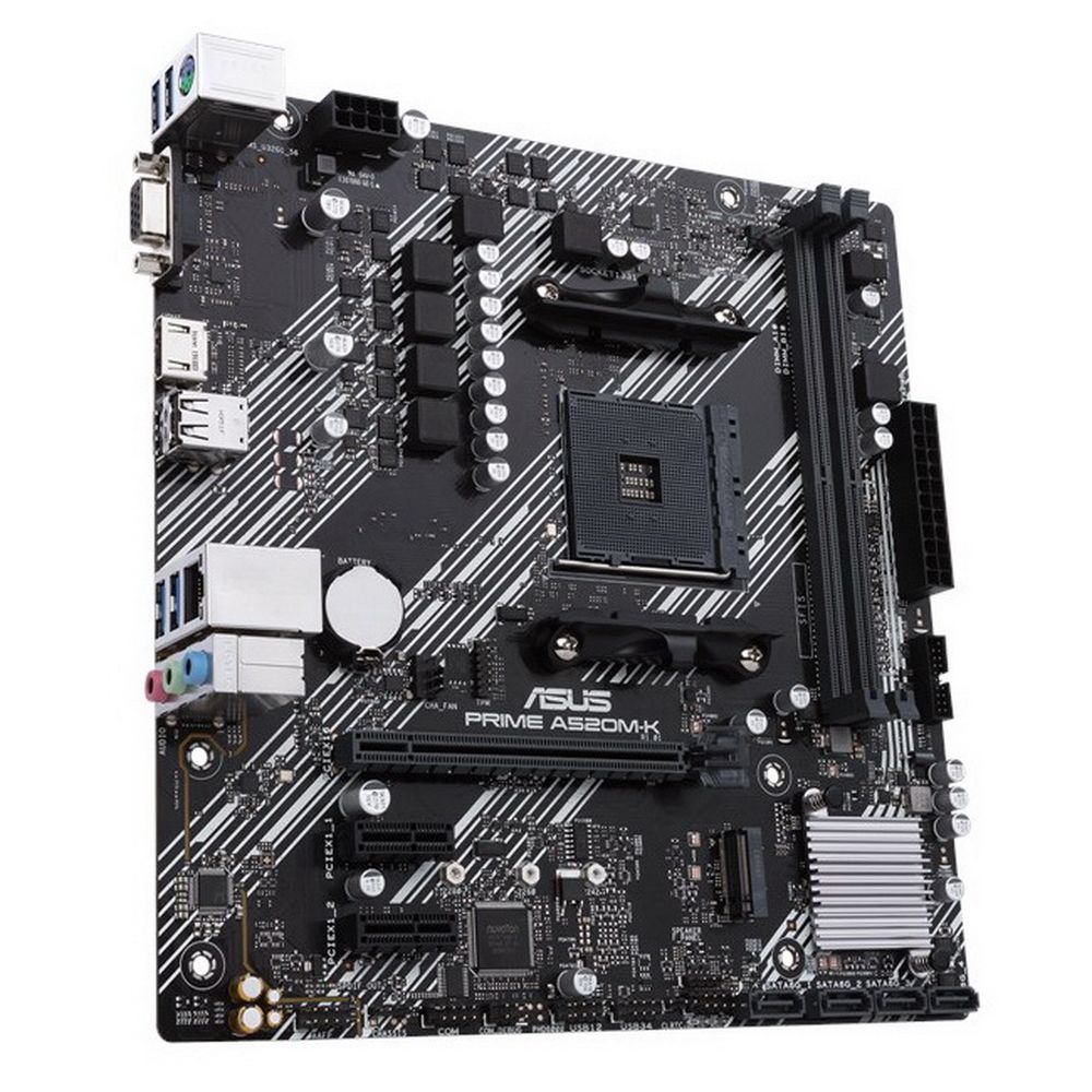 ASUS A520M-K разъёмы M.2 и SATA на плате