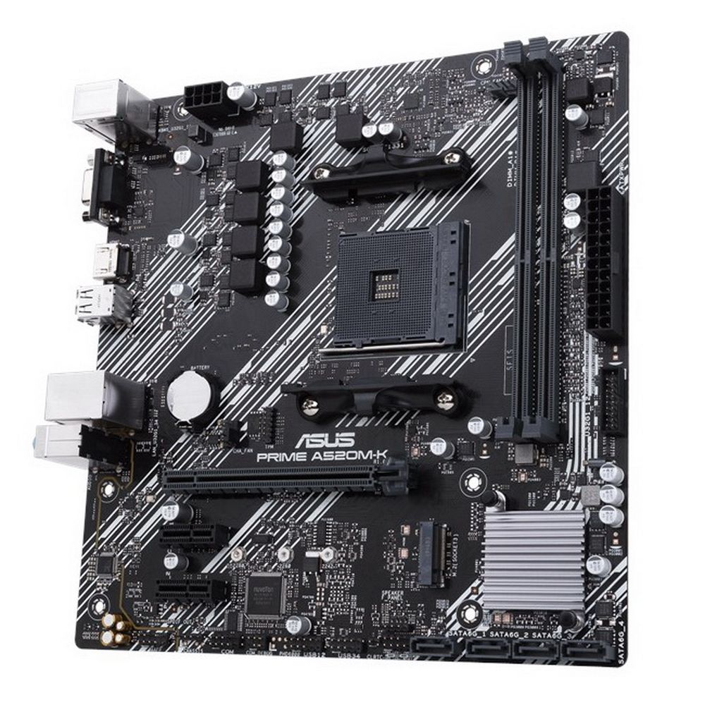 ASUS A520M-K задняя панель I/O и внутренние разъёмы