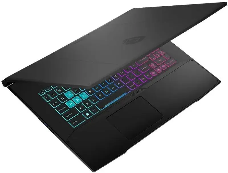 MSI Katana 17 B2RVEK клавиатура с RGB-подсветкой градиент голубой фиолетовый вид сверху