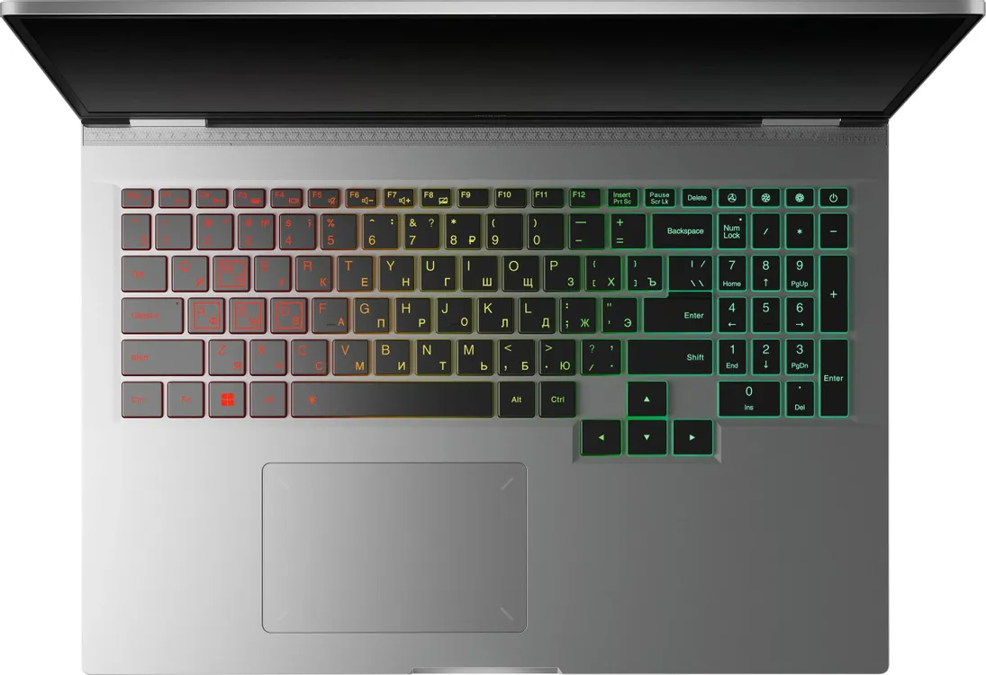 Infinix GTBook GL614 клавиатура с многоцветной RGB-подсветкой, русская раскладка и цифровой блок