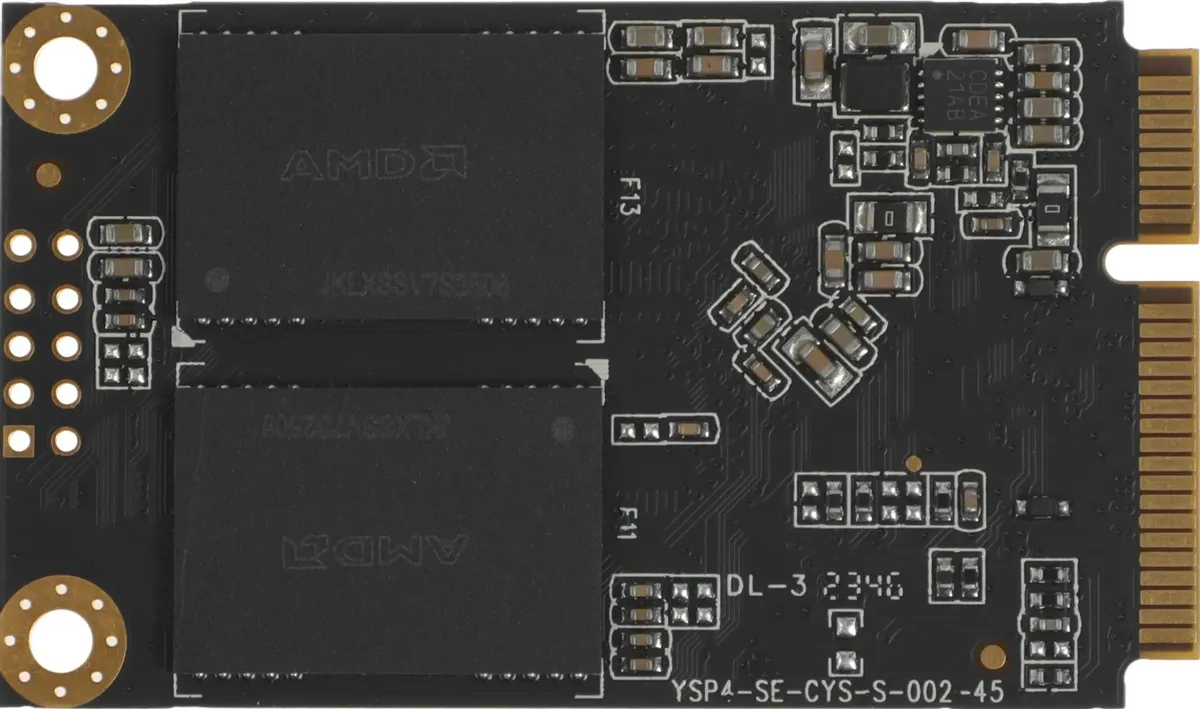 AMD Radeon R5MS256G5 обратная сторона плата с микросхемами SMI 2259XT и конденсаторами