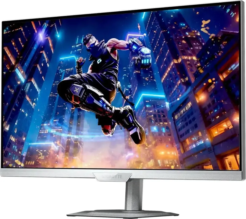 Gigabyte M27Q2 ICE EK боковой профиль тонкий корпус и угол наклона на подставке