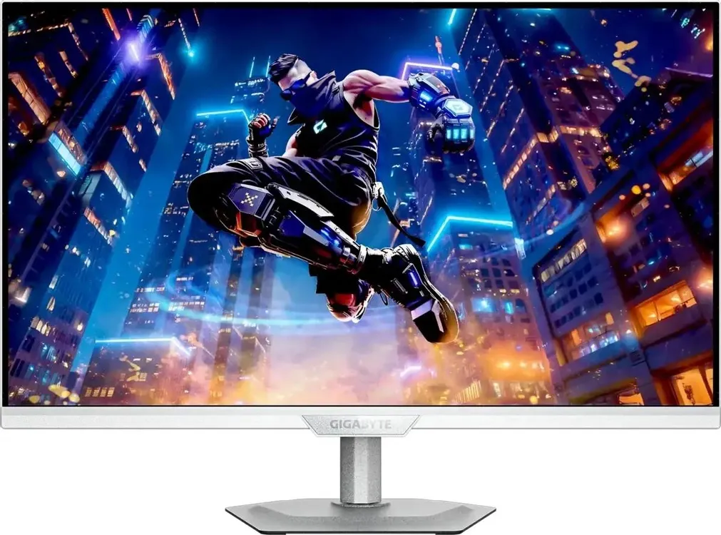 Gigabyte M27Q2 ICE EK качество изображения ночной город синие и оранжевые оттенки