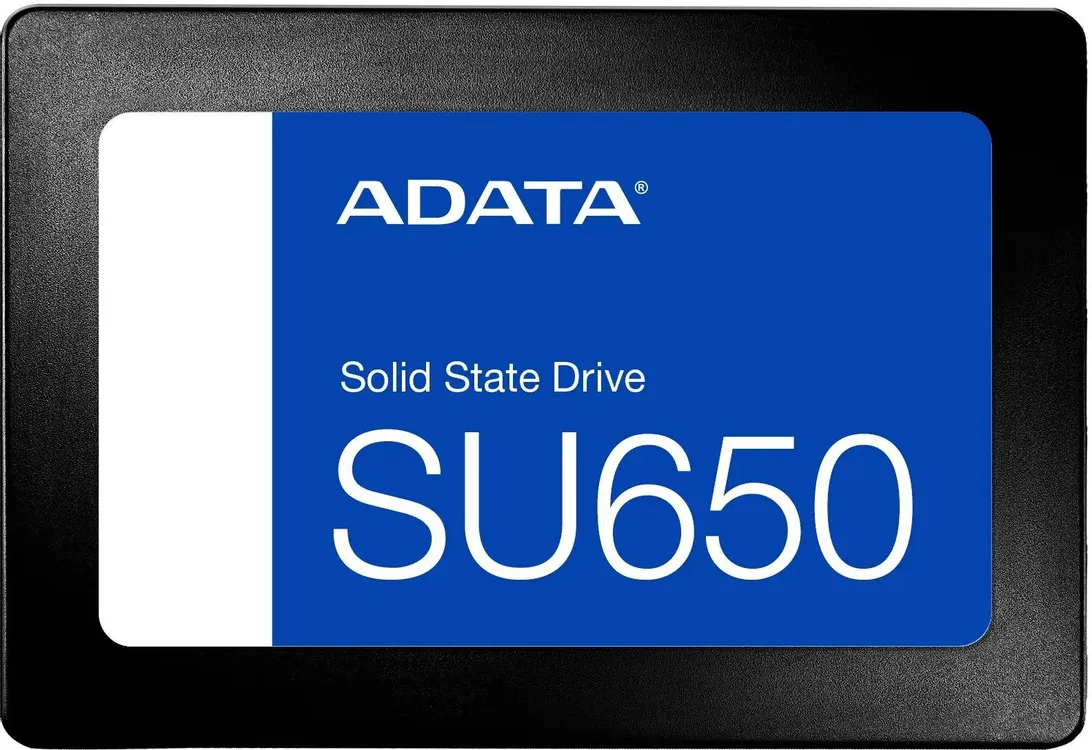 ADATA Ultimate SU650 1ТБ — вид спереди, синяя фронтальная панель с логотипом
