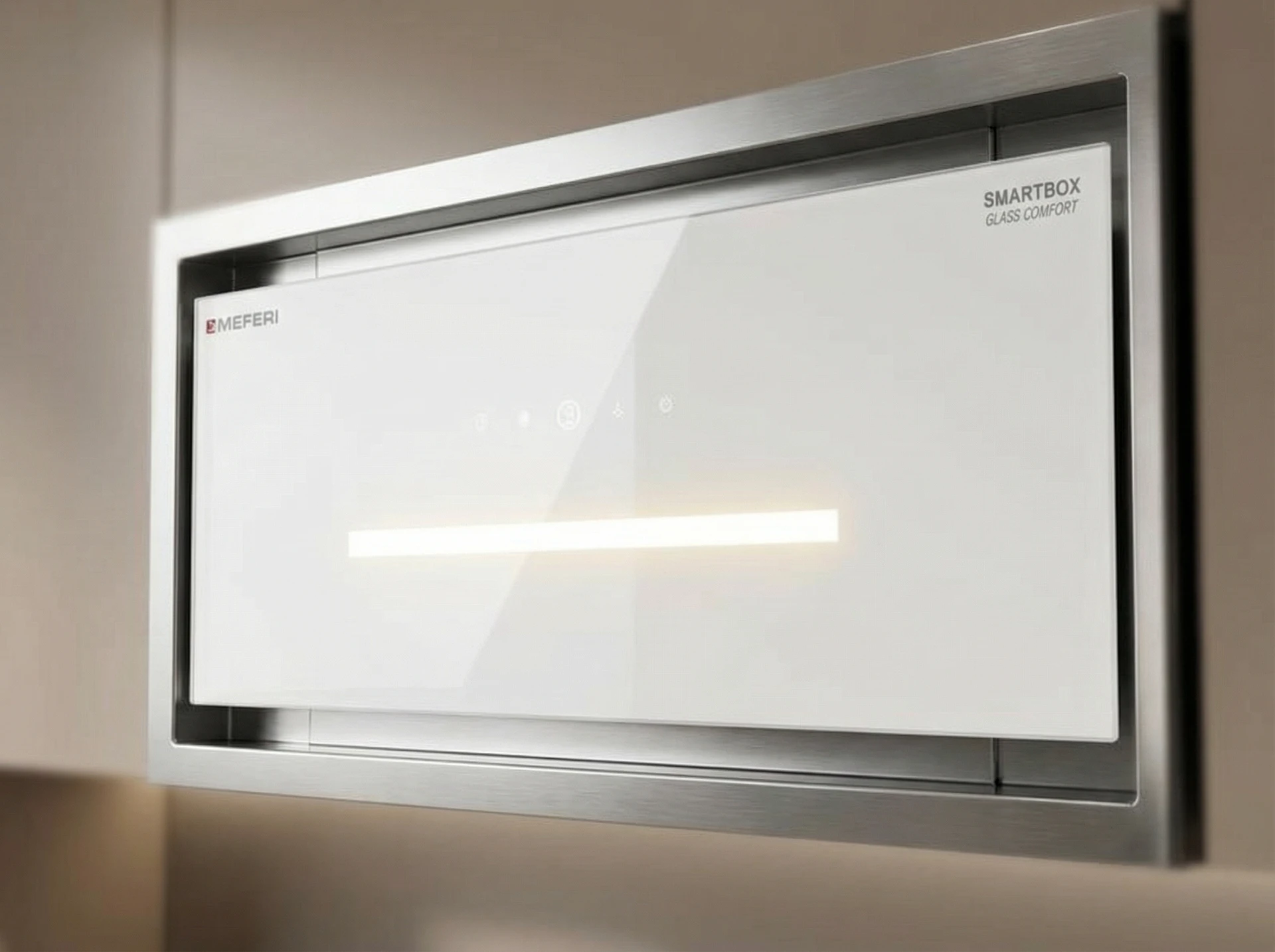 Meferi Smartbox glass comfort 60wh белый встроенная в интерьер кухни вид снаружи
