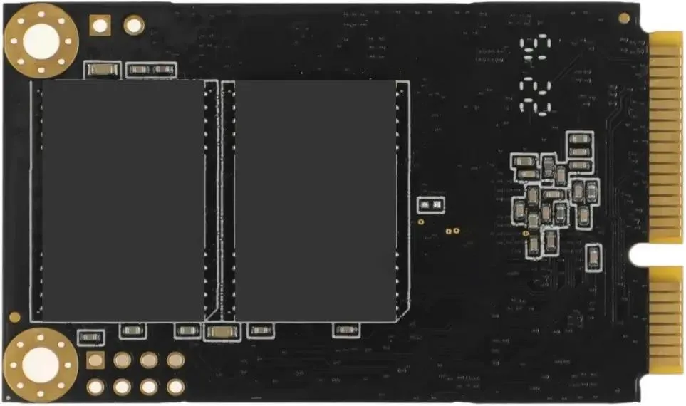 AMD Radeon R3MS0256G5 mSATA 256 ГБ — обратная сторона платы, электронные компоненты и разъём
