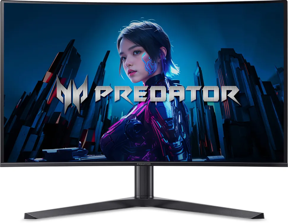 Acer Predator X32Xbmiipphuzx вид спереди изогнутый экран с ярким изображением демонстрация цветопередачи