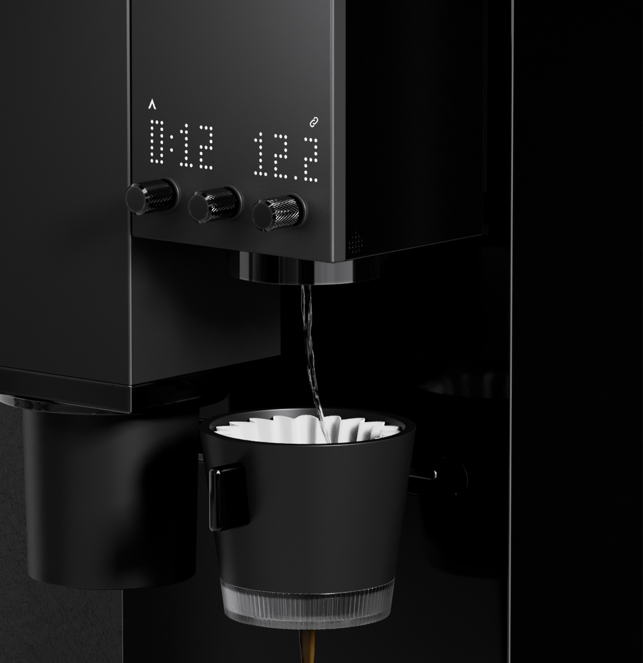 Bork C751 — процесс приготовления кофе, вода льётся в чашку