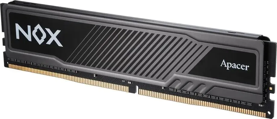 Apacer NOX DDR4 3600 МГц боковой вид модуль с радиатором и золочёными контактами 288-pin DIMM