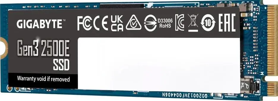GIGABYTE Gen3 2500E 2TB компоненты на плате и позолоченные контакты M.2