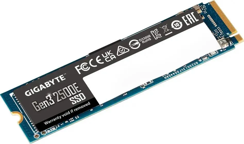 GIGABYTE Gen3 2500E 2TB фронтальный вид по диагонали ширина и профиль устройства
