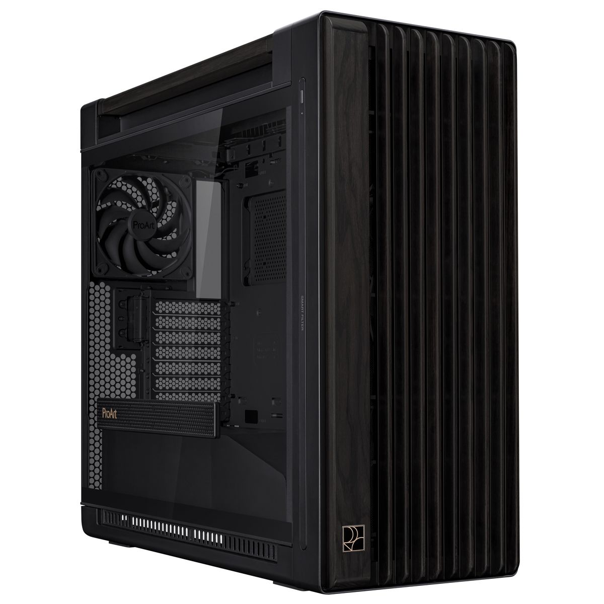 ASUS ProArt PA602 Wood Edition открытая боковая панель внутреннее пространство материнская плата и система охлаждения