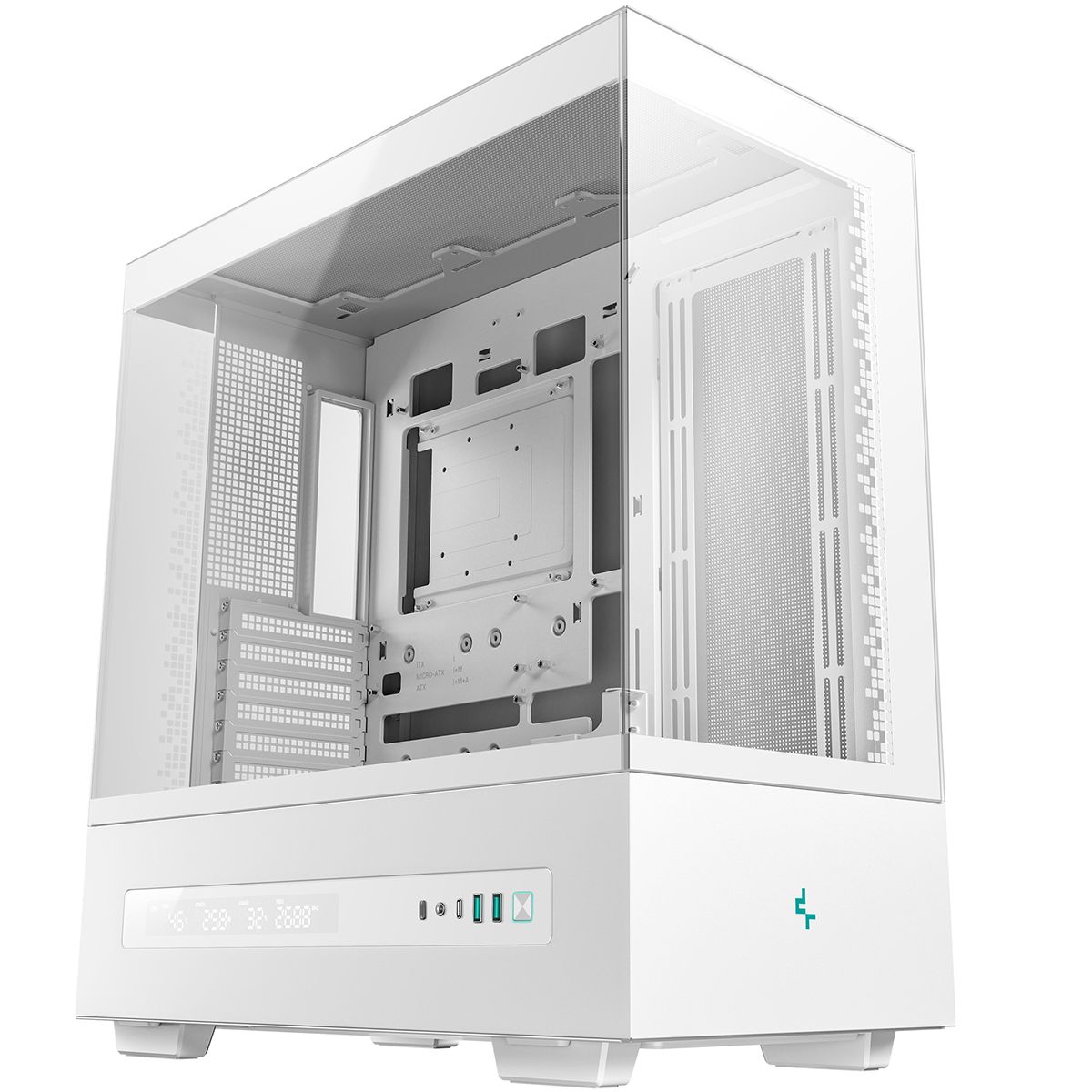 DeepCool CH690 DIGITAL белый вид спереди в разрезе внутренняя компоновка материнская плата вентиляторы
