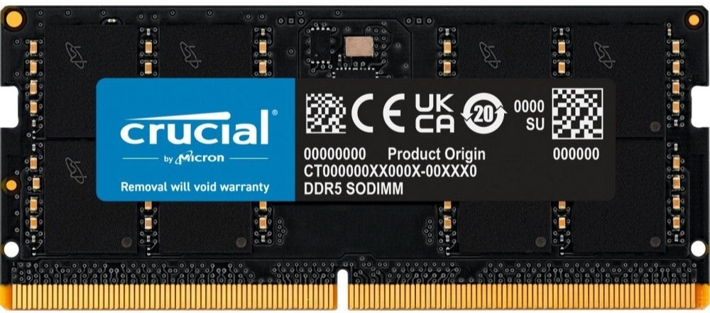 Crucial CT32G48C40S5 DDR5 32 ГБ SODIMM модуль вид спереди