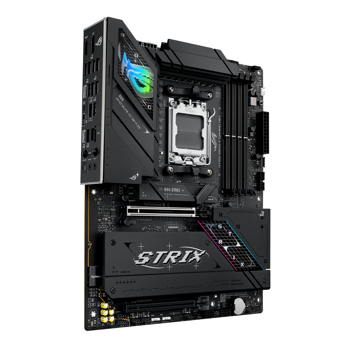 ASUS ROG Strix B850-F Gaming WiFi разъёмы M.2 и зона VRM крупным планом