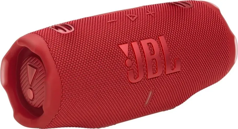 JBL Charge 6 Red боковой вид логотип JBL красный корпус 45 Вт