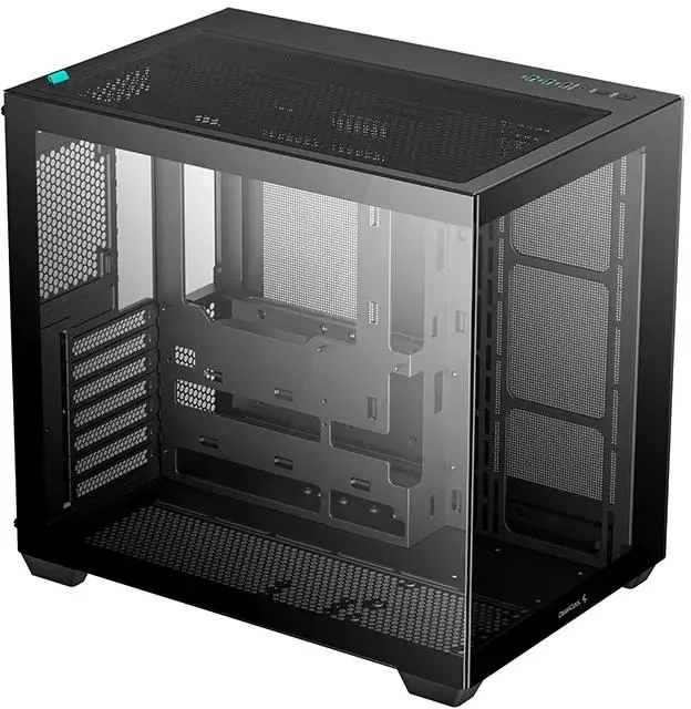 DeepCool CG530 вид сбоку закалённое стекло интерьер корпуса кабель-менеджмент