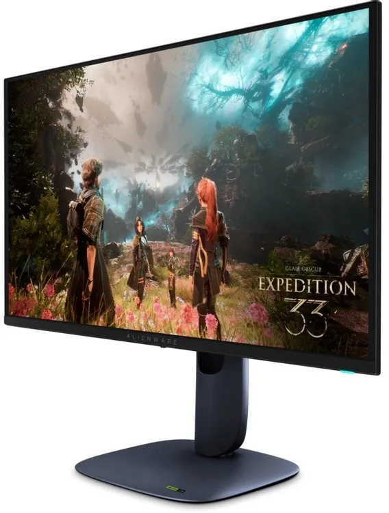 Dell Alienware AW2725Q панель крупным планом &mdash; яркие цвета и контрастность QD-OLED в игровой сцене