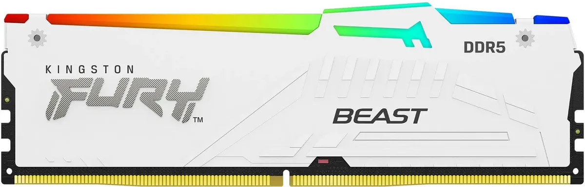 Kingston Fury Beast KF568C34BWA-16 DDR5 вид спереди белый радиатор RGB-подсветка