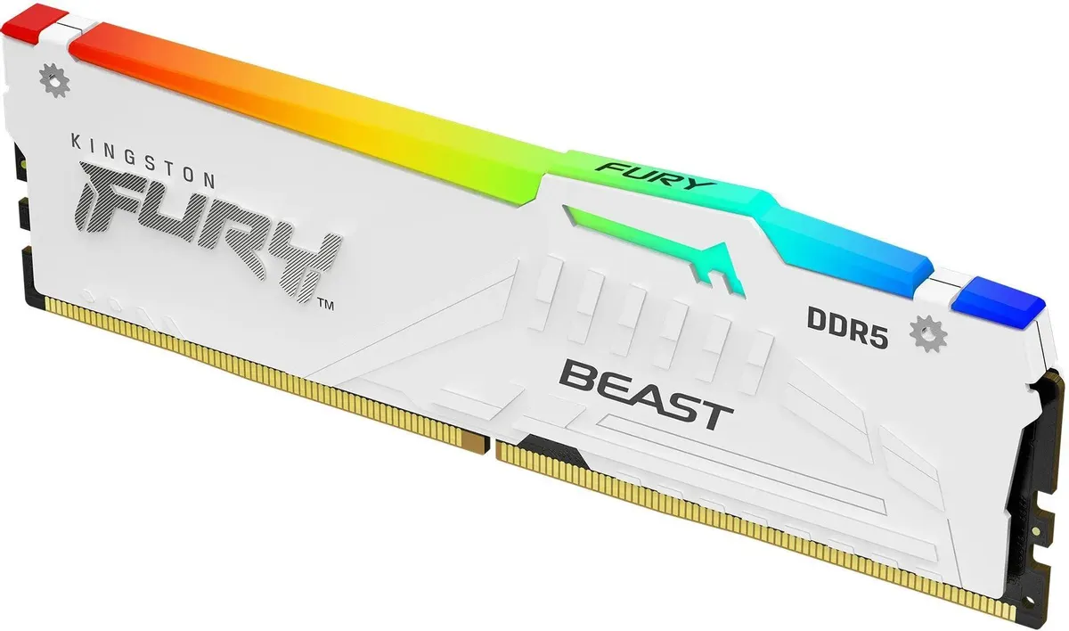 Kingston Fury Beast KF568C34BWA-16 DDR5 трёхмерный вид геометрический дизайн радиатора RGB