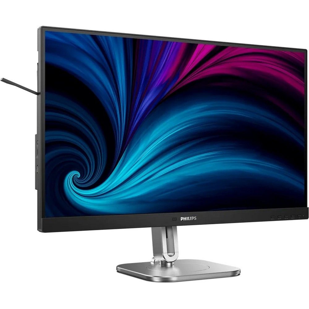 Philips 27B2N4500 вид под углом на металлической подставке с градиентным изображением на экране