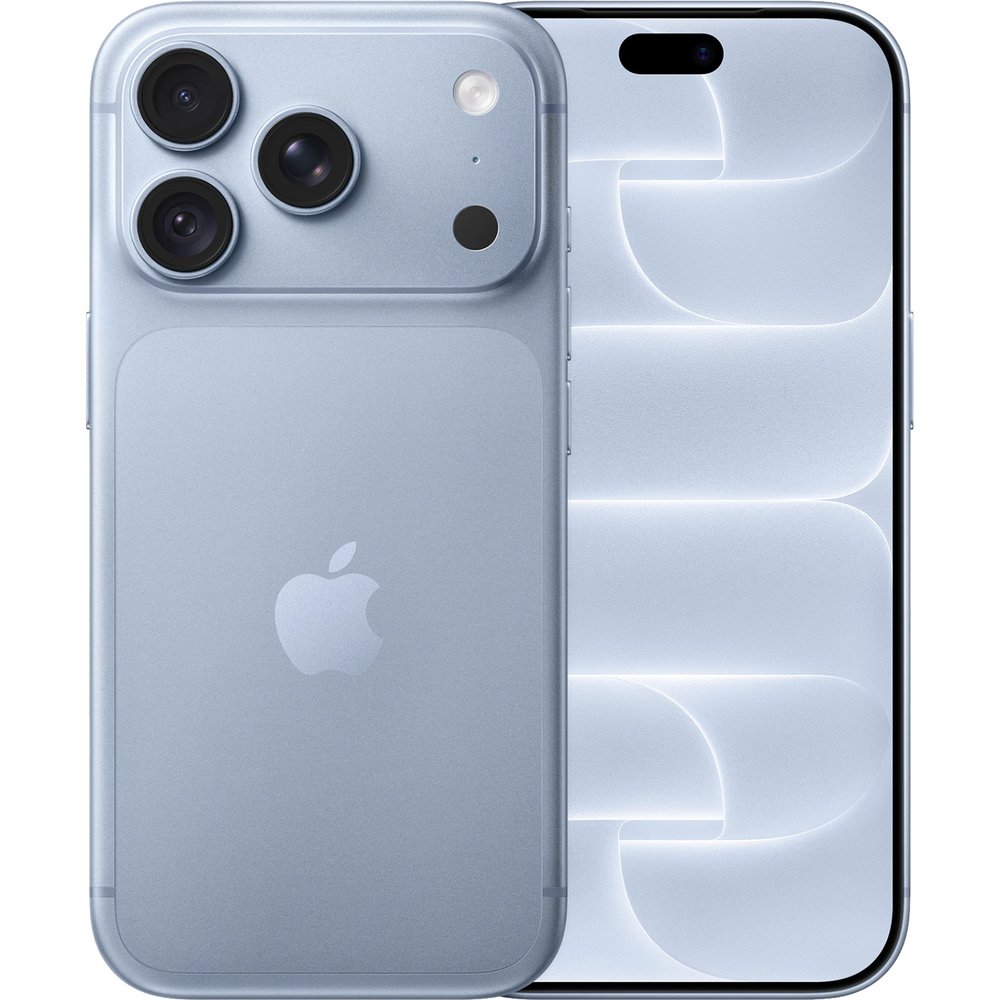 Apple iPhone 18 Pro 256GB Glacier &mdash; вид спереди и сзади, светло-голубой корпус, тройная камера