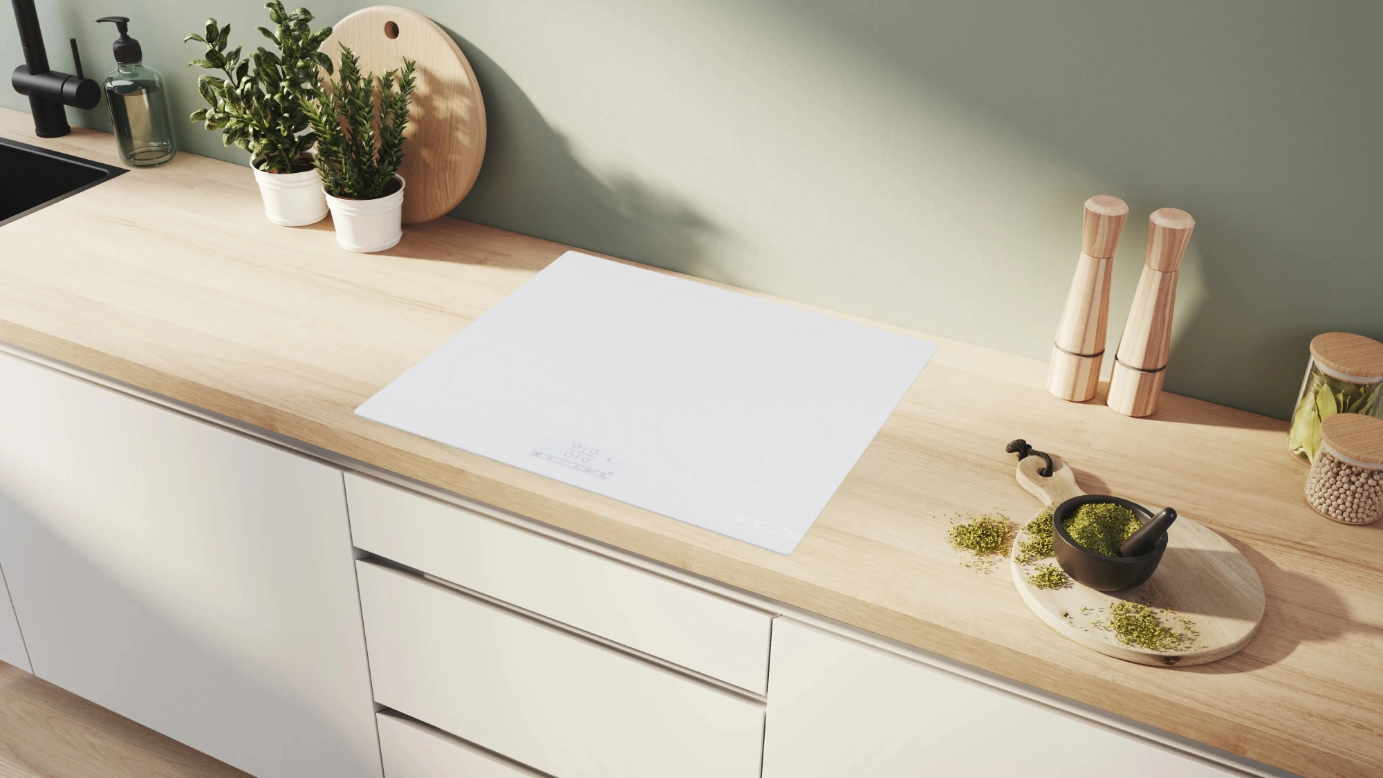 Bosch PUE612BB1E белая индукционная панель встроена в кухонную столешницу