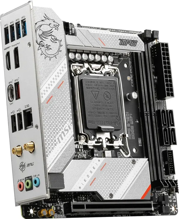 MSI MPG B760I Edge WiFi задняя панель I/O — порты USB, HDMI, DisplayPort, RJ-45, аудио