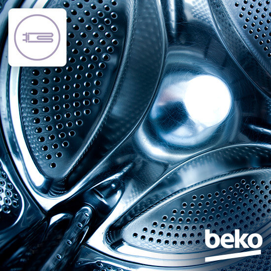 Beko WSPE6H616A барабан с перфорацией &mdash; равномерное распределение воды при стирке