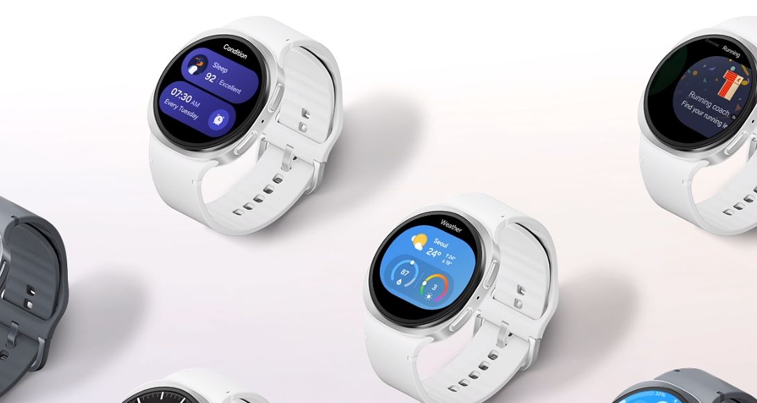 Samsung Galaxy Watch8 LTE &mdash; несколько циферблатов с интерфейсами погоды, тренировок и уведомлений