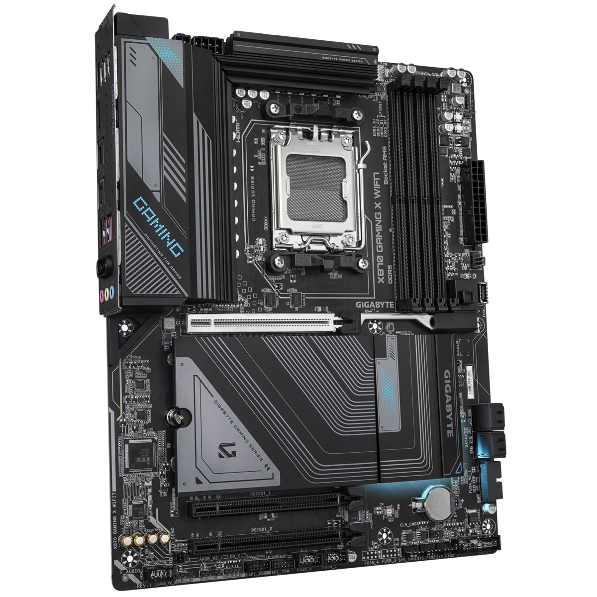 Gigabyte X870 Gaming X Wifi7 ARGB подсветка и кнопки на плате