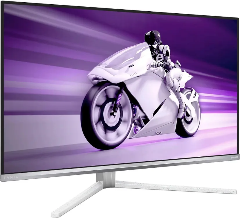 Philips Evnia 8000 32M2N8800 корпус и тонкость панели QD-OLED под углом