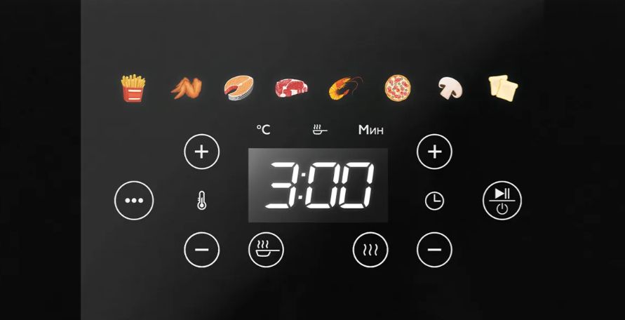 BQ AF9011S сенсорный интерфейс меню пресеты картофель мясо пицца регулировка температуры