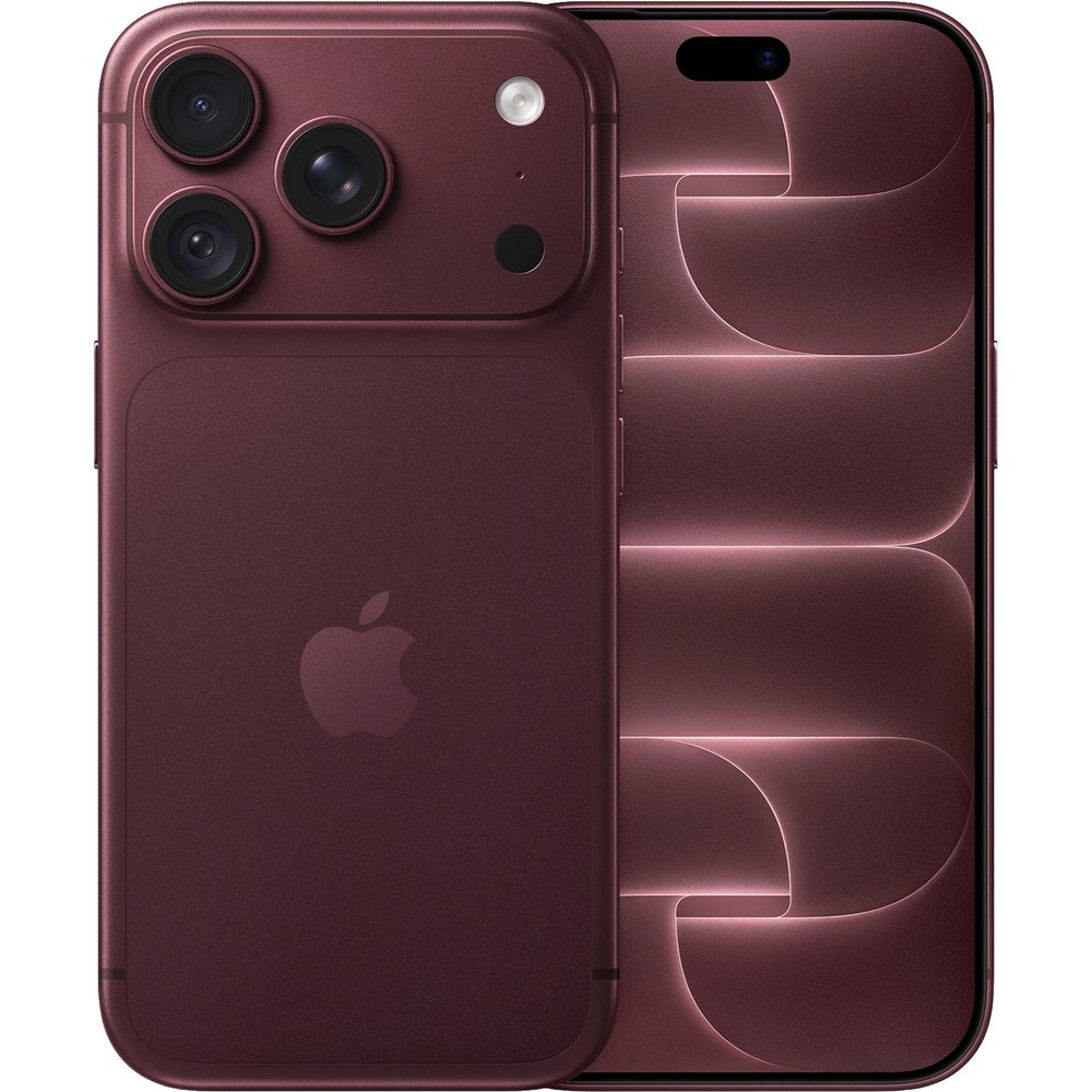 Apple iPhone 18 Pro 512GB Burgundy вид спереди и сбоку с тройной камерой