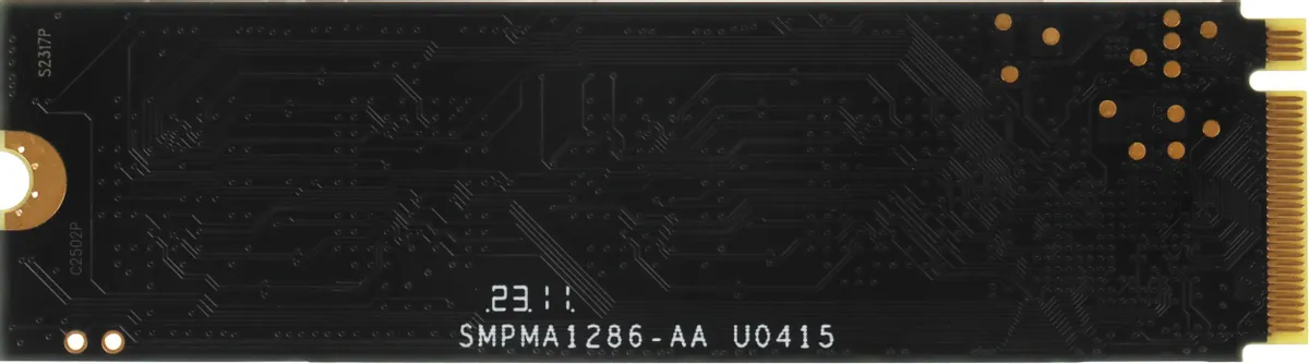 AMD Radeon R3MP32048G8 — обратная сторона платы SSD, золотистые контакты разъёма M.2