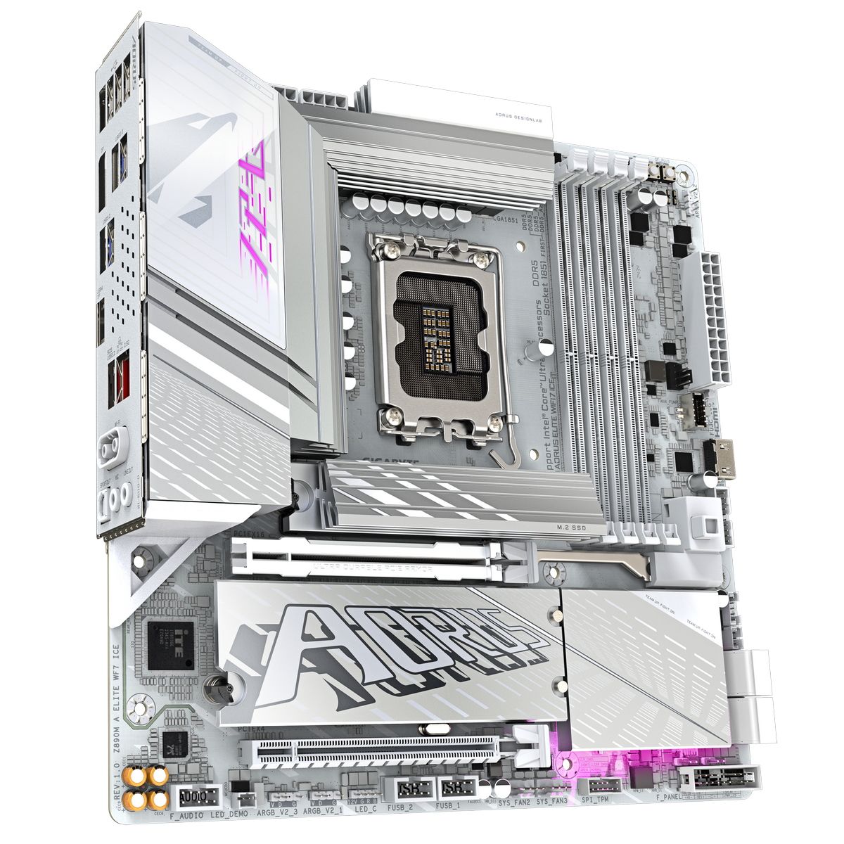 Gigabyte Z890M Aorus Elite WiFi7 Ice задняя панель портов USB4 и беспроводной адаптер Wi-Fi 7