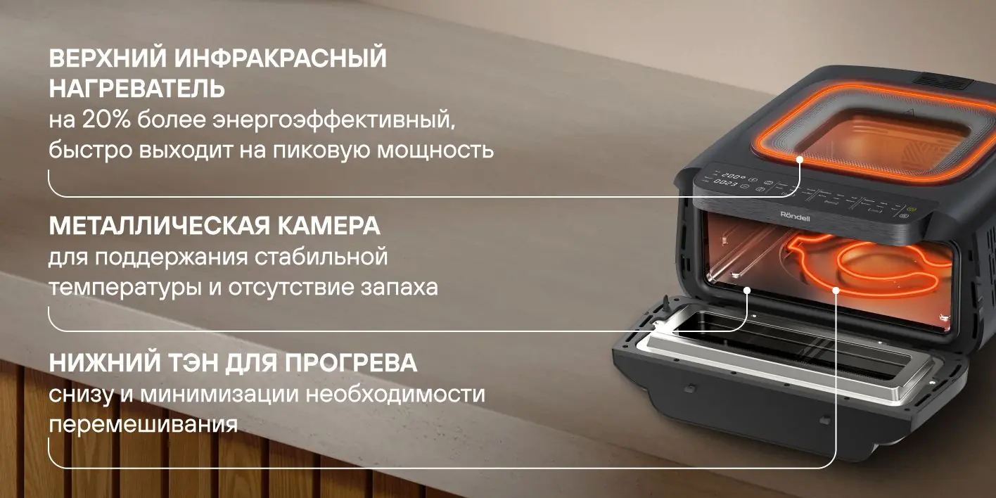 Rondell RDE-AF111 открытый аэрогриль с инфракрасным нагревателем крупный план